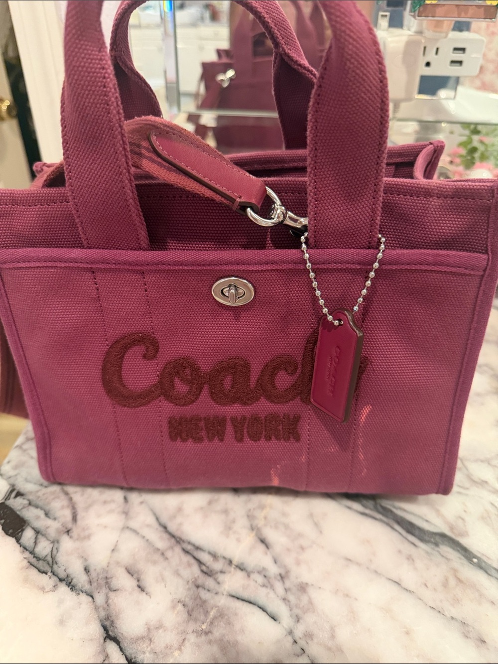 Coach Canvas Tote in Deep Raspberry Pink